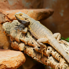 male bearded dragon (Bartagame) in its terrarium