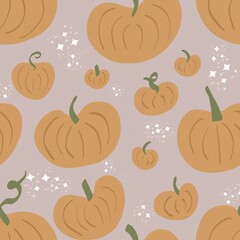 many cute orange pumpkins, seamless pattern