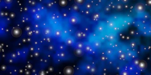 Fototapeta premium Dark BLUE vector template with neon stars.