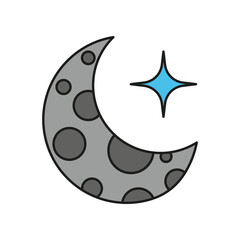 Moon colored icon. Simple color element illustration. Moon concept outline symbol design from Cosmos set. Can be used for web and mobile on white background