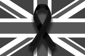 flag of the united kingdom mourning the death of queen elizabeth ii, copy space, september - obrazy, fototapety, plakaty