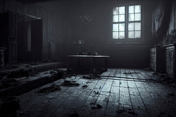 Creepy room, Haunted house, abandoned mansion
