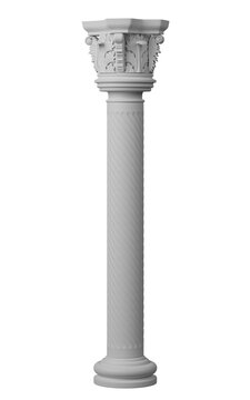 Column 3d render, perfectly realistic and very high resolution. Antique column with ionic style.