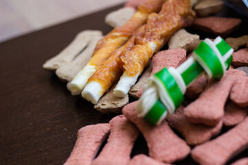 Colored biscuits for dogs, snacks