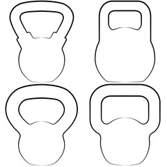 Kettlebell gym weight training, ball dumbbells for Weight training sketch drawing, contour lines drawn 