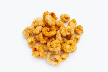 Crispy pork rinds or pork snack.