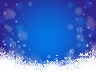 雪の結晶背景イメージ_ブルー_ベクターイラスト