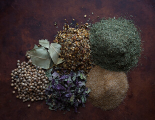 Overhead view of ingredients on table