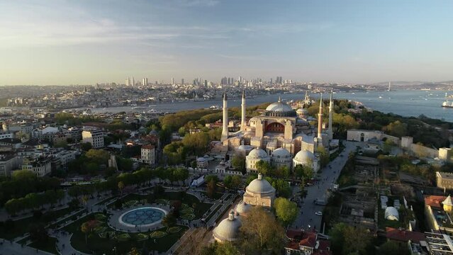 Ayasofya, Hagia Sophia Aerial View with Drone from Istanbul..