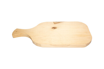 A wooden chopping board on a white background