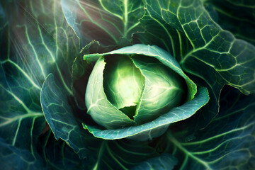Obraz premium Head of cabbage in the form of an eye.