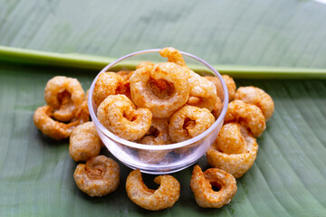 Crispy pork rinds or pork snack.