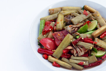 Lotus stem spicy salad. Thai food recipes