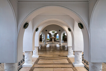The beautiful buildings at Kalithea Springs constructed in the 1930s, Rhodes Island, Greece,...