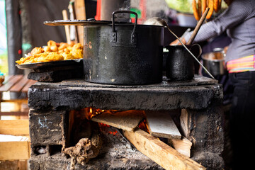 Pot in the wood stove - Typical Colombian tradition