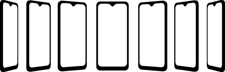 smartphone from every angle.smartphone with transparent screens. transparent background.