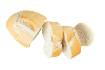 French Bread slices isolated on white Background