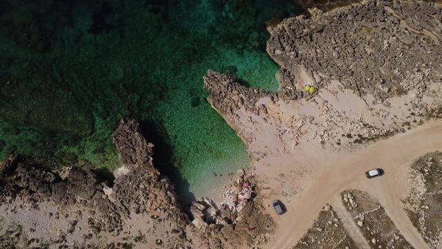 Aerial view of Custonaci beach in Sicily. San Vito Lo Capo.