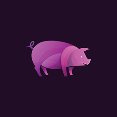 Pig gradient logo design vector