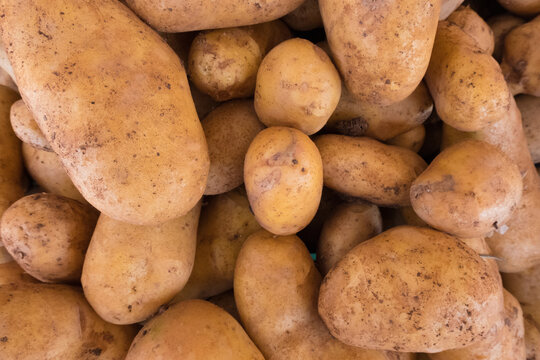 High angle view of potatoes for sale at market