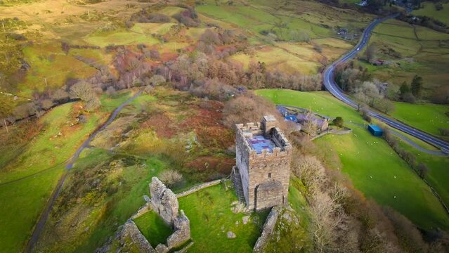 Dolwyddelan Castle is located between Betws-y-Coed and Blaenau Ffestiniog in North Wales, UK