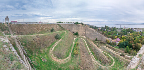 The old wall and the descent to the salt estuary Kuyalnik in Odessa