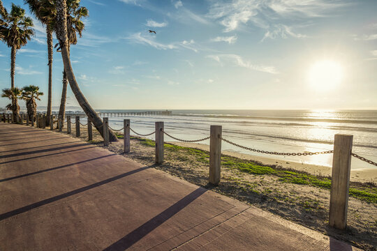 Coastal view from the Mission Beach Boardwalk.
