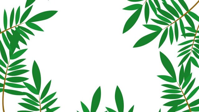 Green leaf frame animation with lots of edges