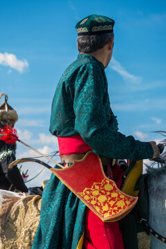 Man wearing traditional turkish hat in the view