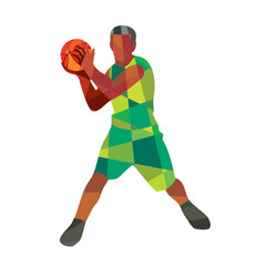 Basketball Player Ball In Action Low Polygon