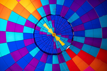 The inside of an inflated hot air balloon