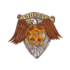 Sheriff Badge American Eagle Shield Drawing