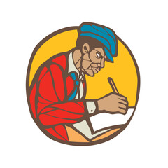 African-American Writer Journalist Woodcut Linocut