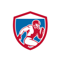 American Football Player Running Shield Retro
