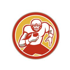 American Football Running Ball Circle Retro