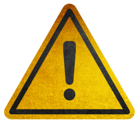 Hazard warning symbol rustic texture with exclamation mark. Hazard warning attention sign with exclamation mark symbol. 