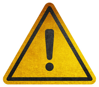 Hazard warning symbol rustic texture with exclamation mark. Hazard warning attention sign with exclamation mark symbol. 