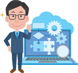 プログラマーの男性とパソコン