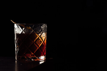 Negroni cocktail in a speakeasy bar
