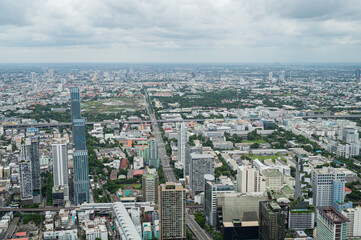 Obraz premium top view of the city, building of bangkok, cityscape