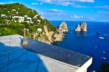 La Meridiana di Capri in Giardini di Augusto (Capri Overlook) with the faraglioni on the back, Capri Island
