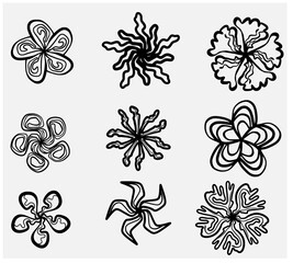 Rose windows icon set. separate vectors