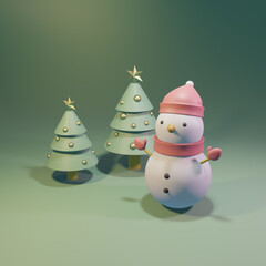 雪だるまとクリスマスツリー