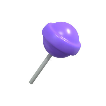 3d render blue lollipop candy icon