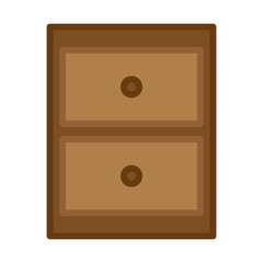 Cartoon chest of drawers icon. Vector illustration. Stock image. 
