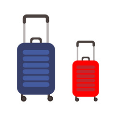 Red blue suitcases. Tourism concept. Travel concept. Vector illustration. stock image.