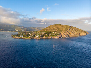 Aerial view of Portlock in the Hawaii Kai area of Honolulu on the island of Oahu in Hawaii