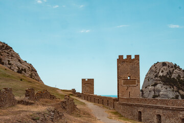 An old fortress against the blue sky.