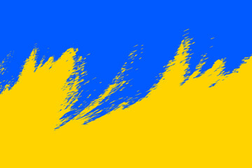 Grunge brush stroke with Ukraine national flag. Ukrainian flag symbol. Pray for Ukraine. Vector illustration.