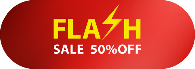 Flash sale red banner template design for web or social media. Flash sale label and tag vector design.	